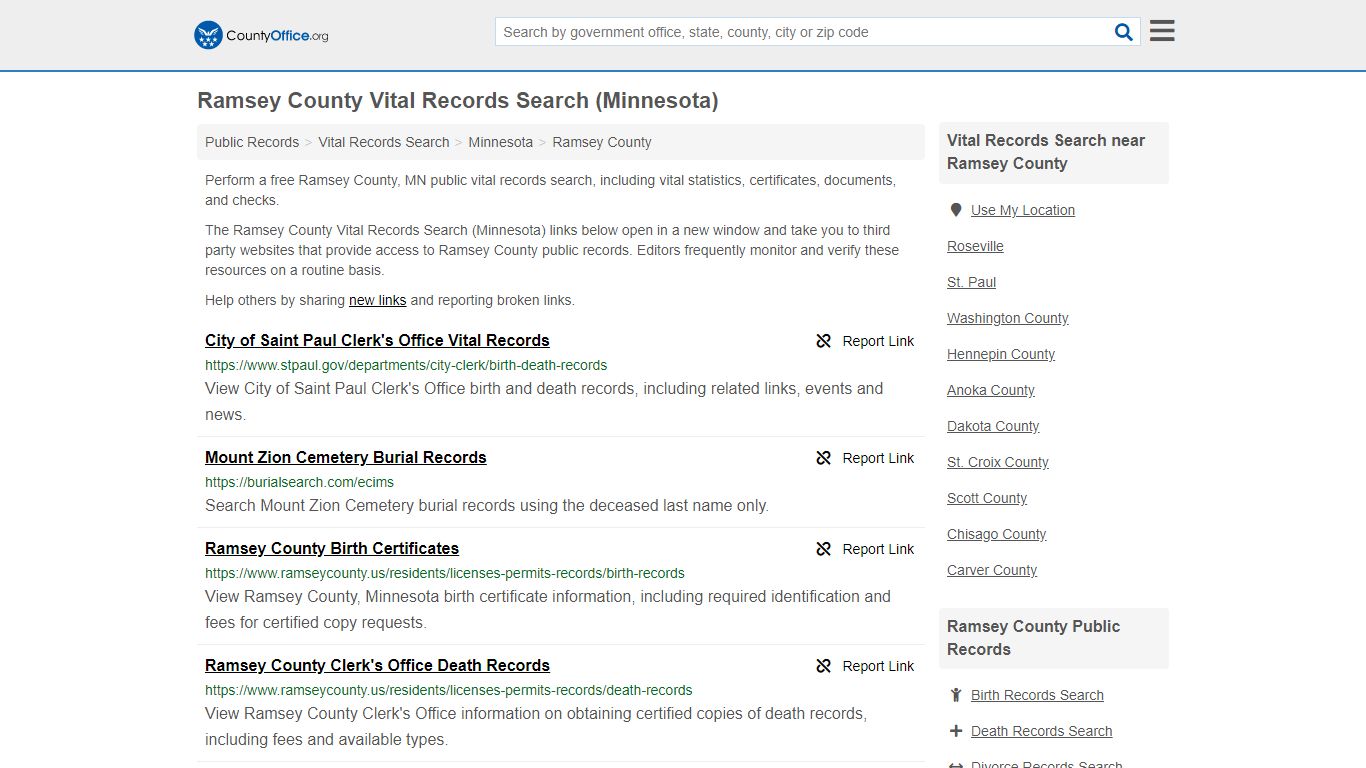Vital Records Search - Ramsey County, MN (Birth, Death ...